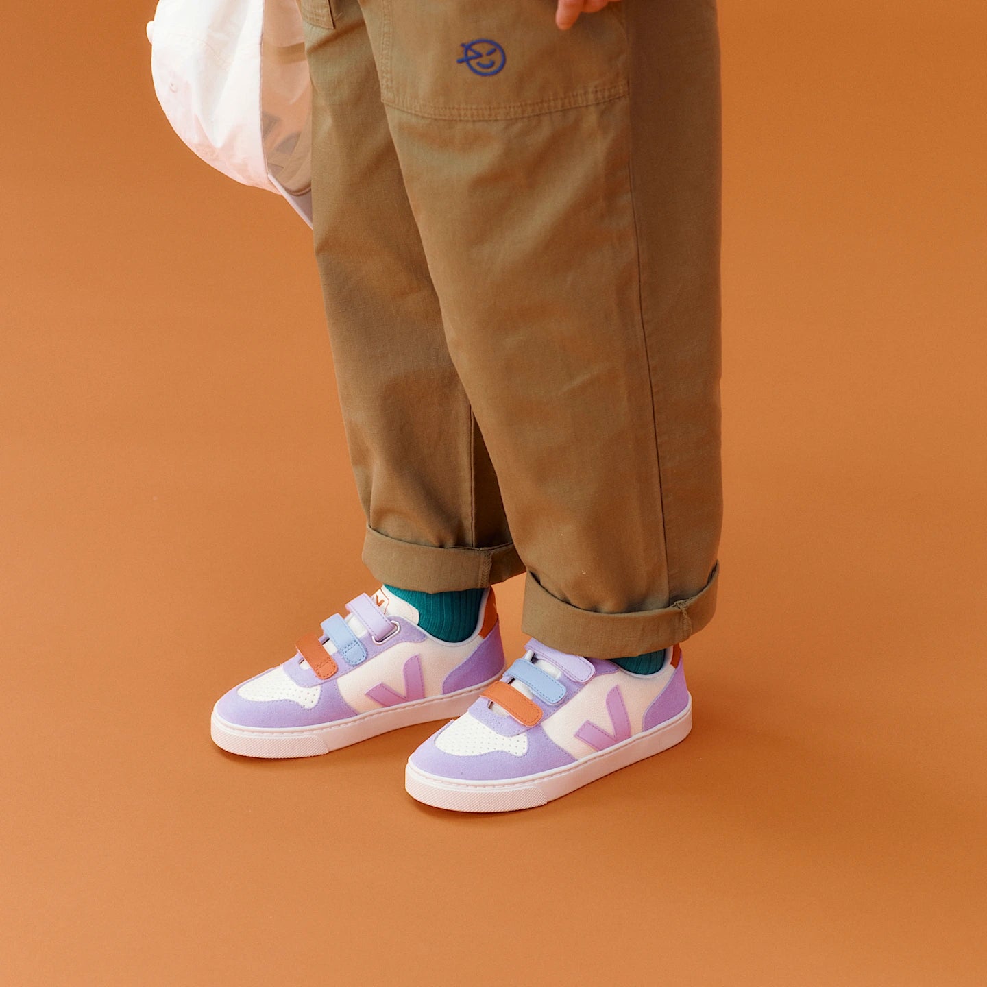 Small V-10 Leather Cashew Multico Orchid Sneakers