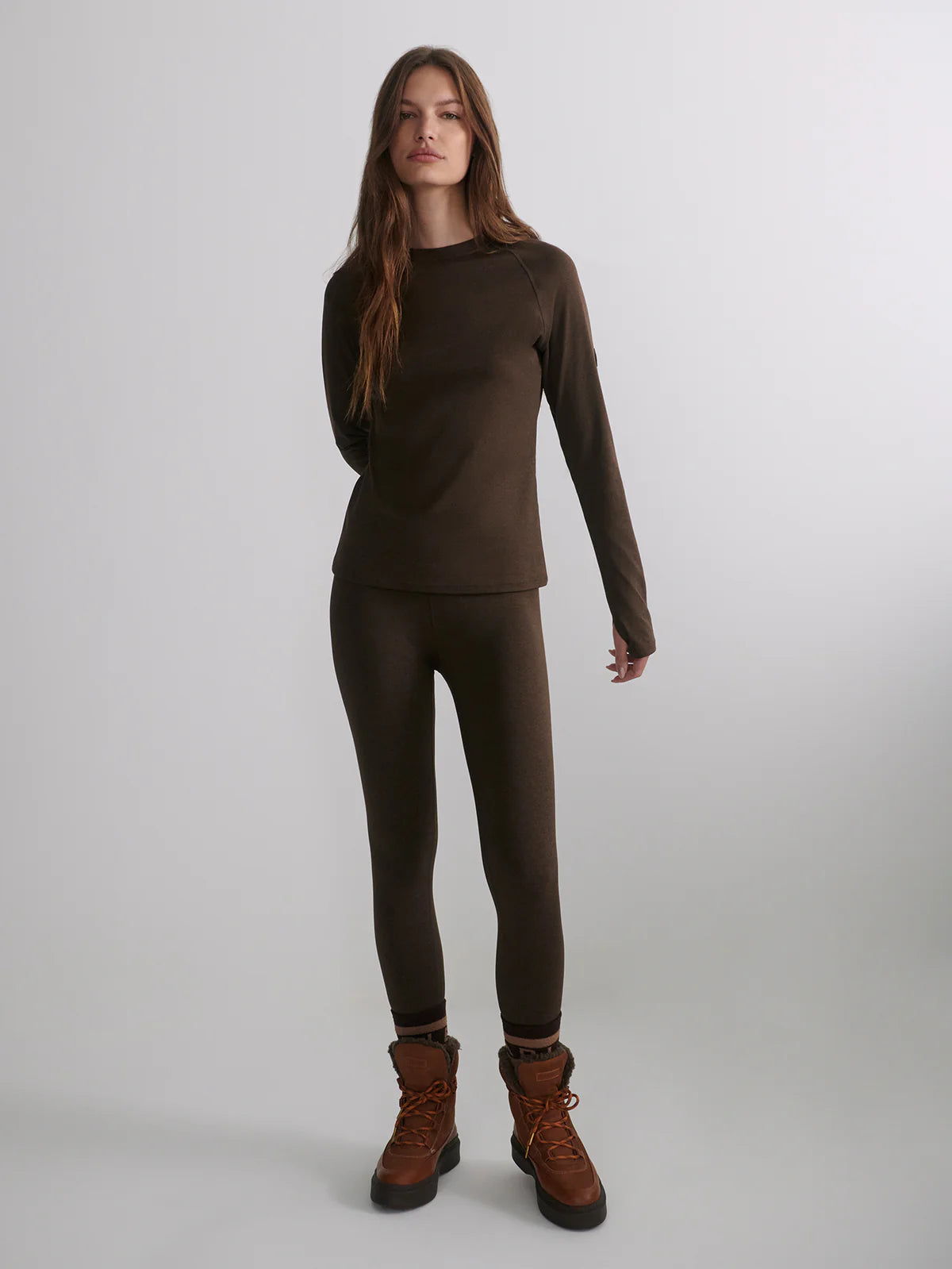 Always Warm Base Layer Leggings in Deep Chocolate Marl
