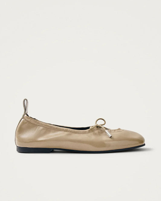 Rosalind Patent Leather Ballet Flats in Beige