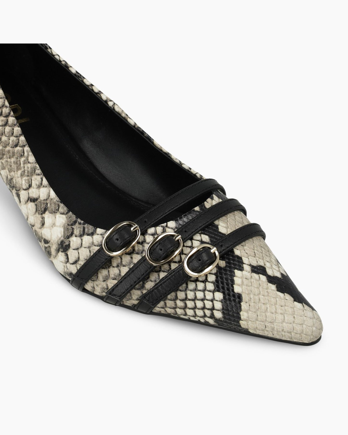 Roma Triple Buckle Heels in Snakeskin