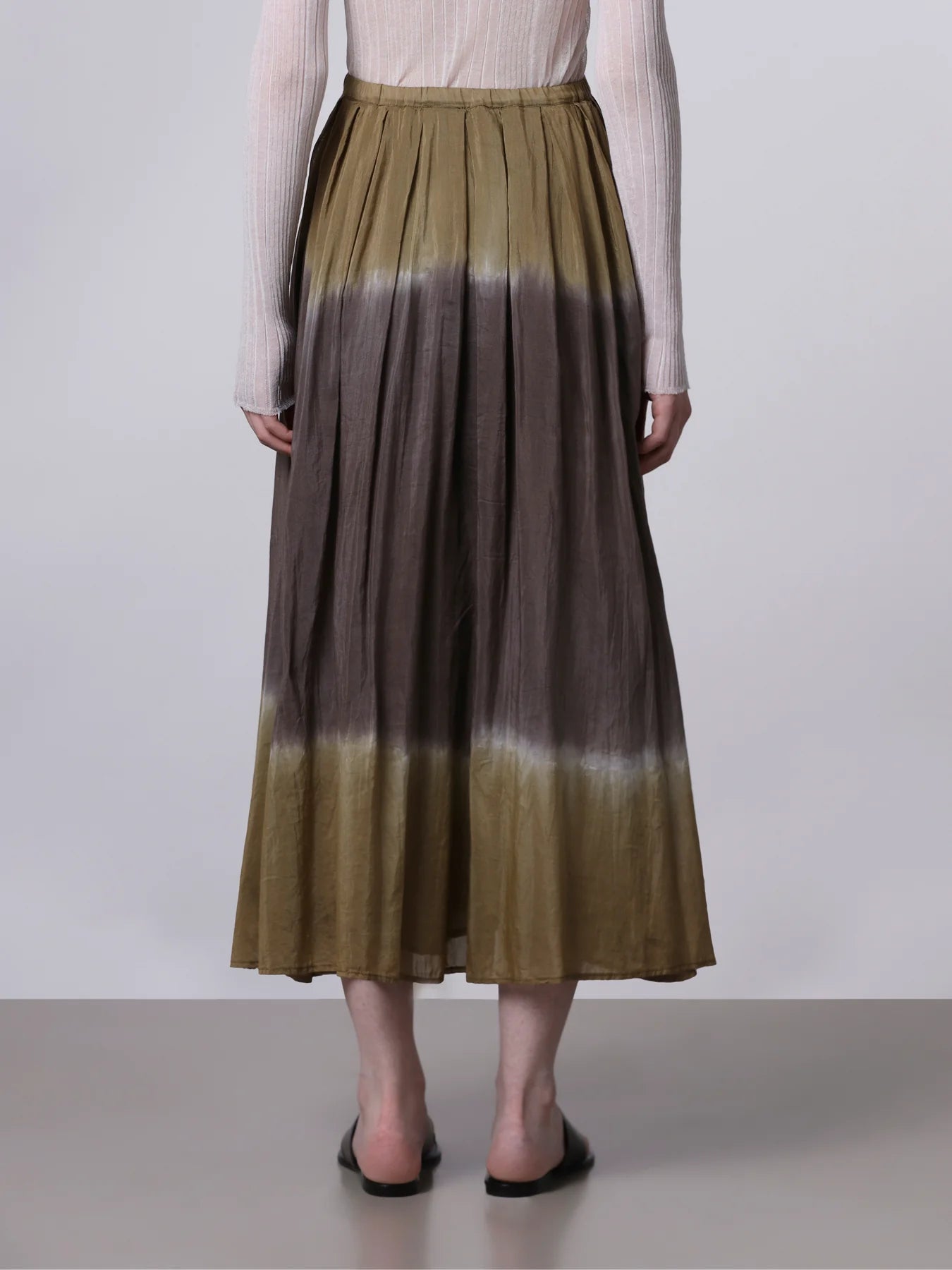 Plisse Midi Skirt in Khaki