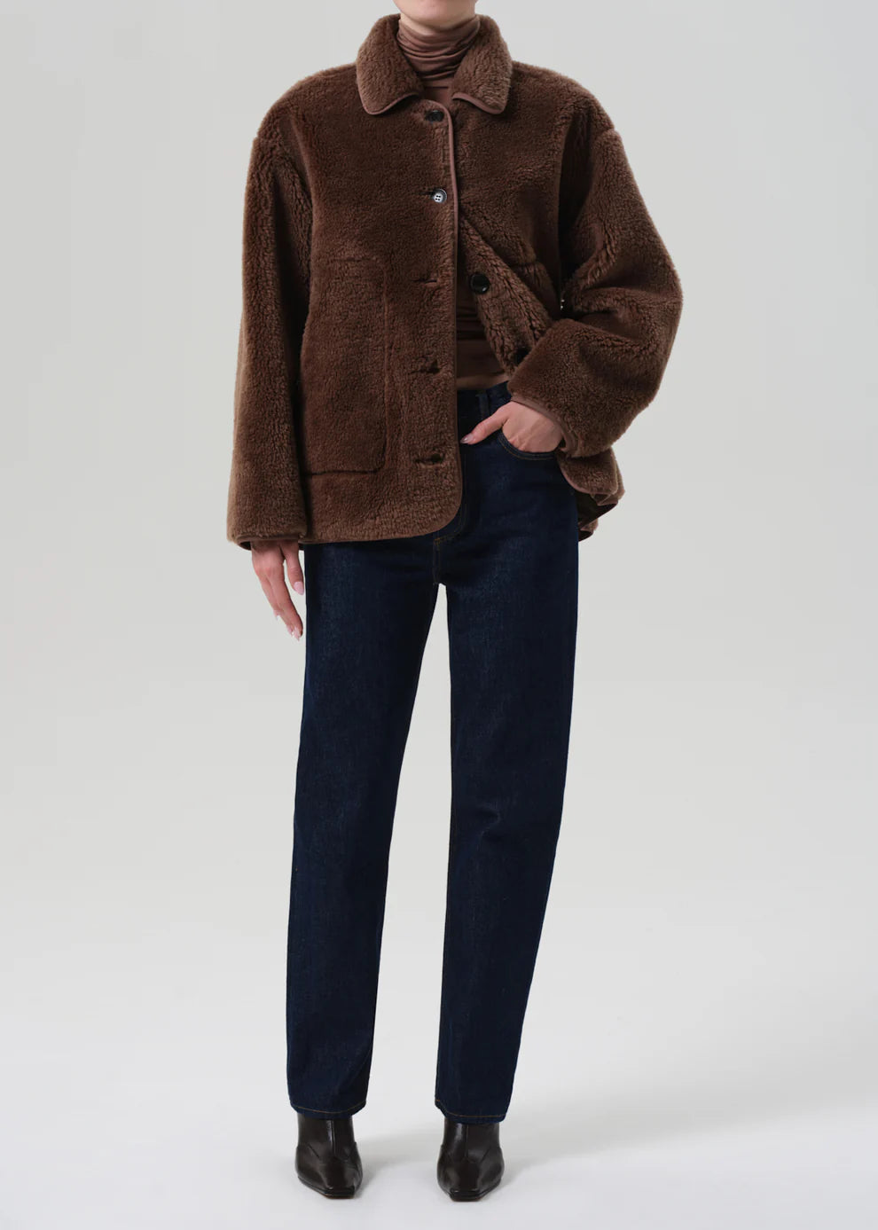 Astrid Sherpa Jacket in Warm Tan