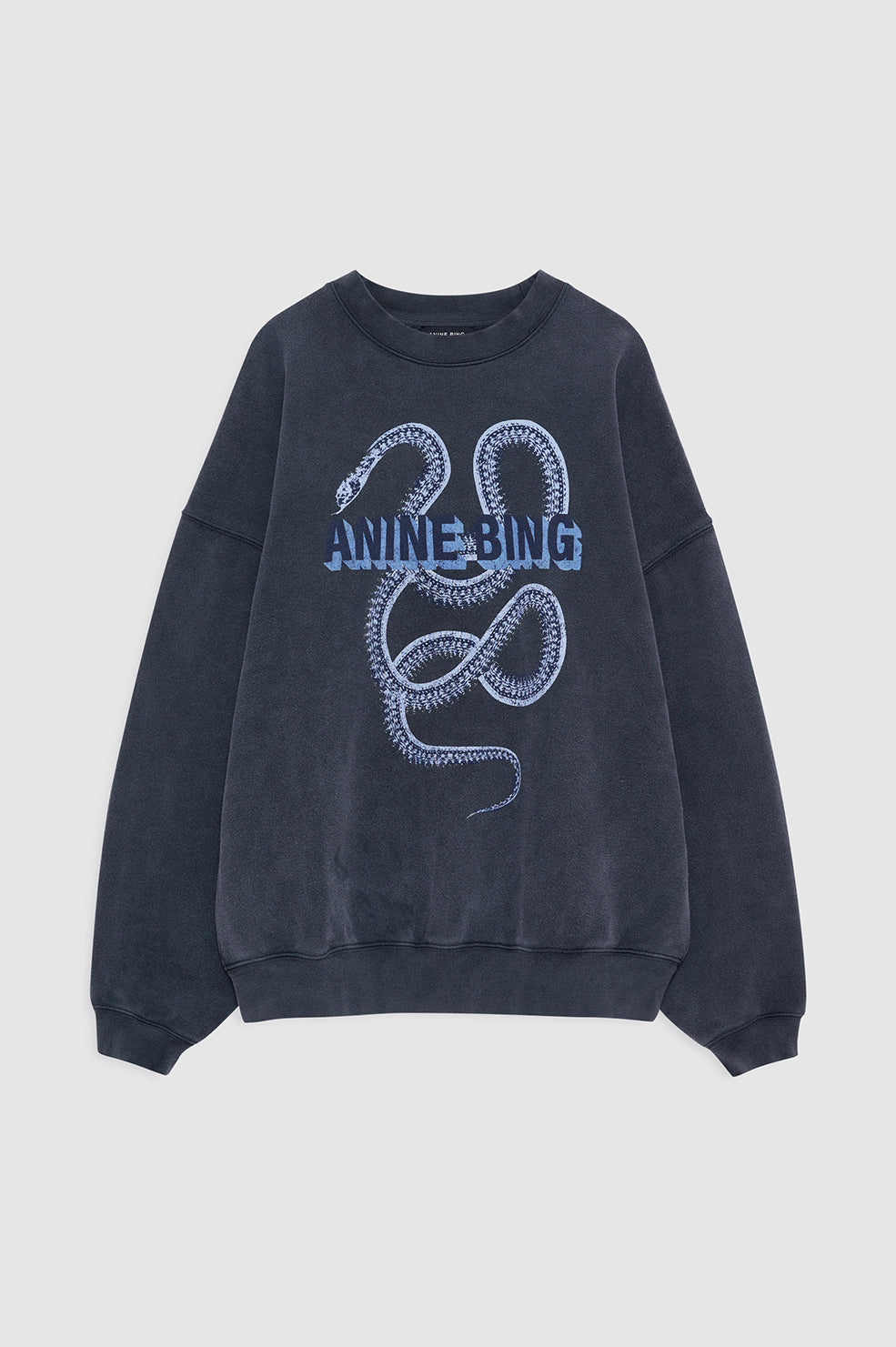 Harvey Crew Sweatshirt Snake in Washed Black