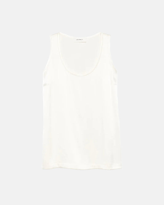 Scoop Neck Silk Sleeveless Top in Bone