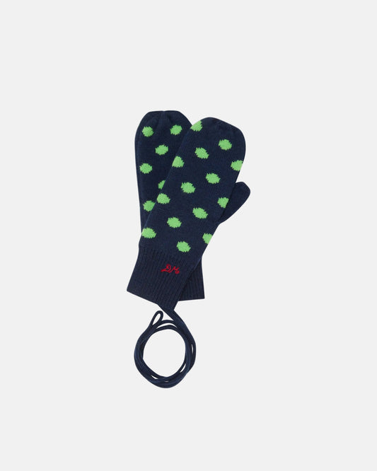 String Mittens in Navy/Lime
