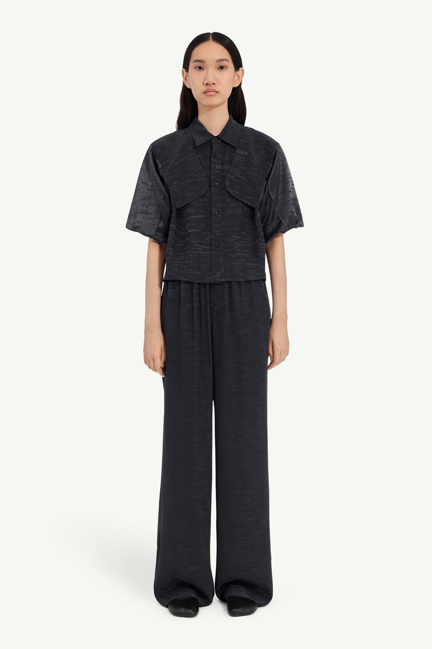 Jacquard Convertible Shirt in Black