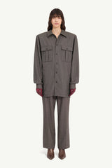 Tweed Shirt Dress in Brown and Beige