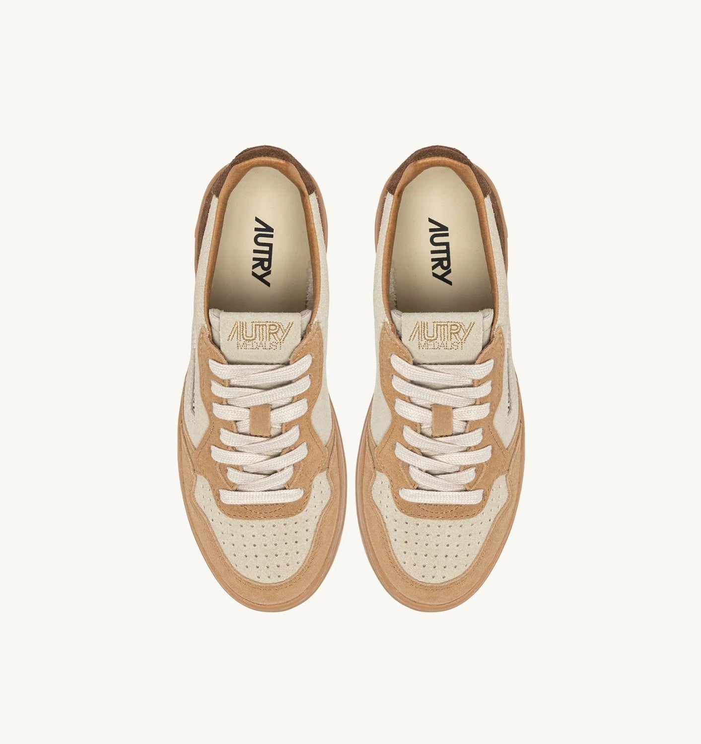Medaslist Low Tricolor Sneakers in Tundra Egg and Peanut Suede