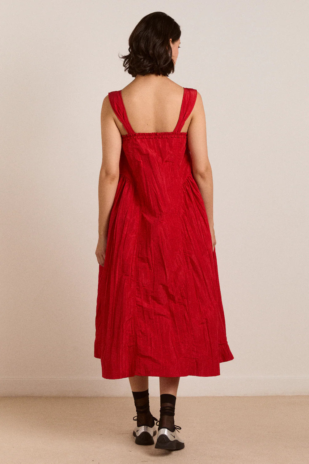 Elina Midi Dress in Red Tafetta