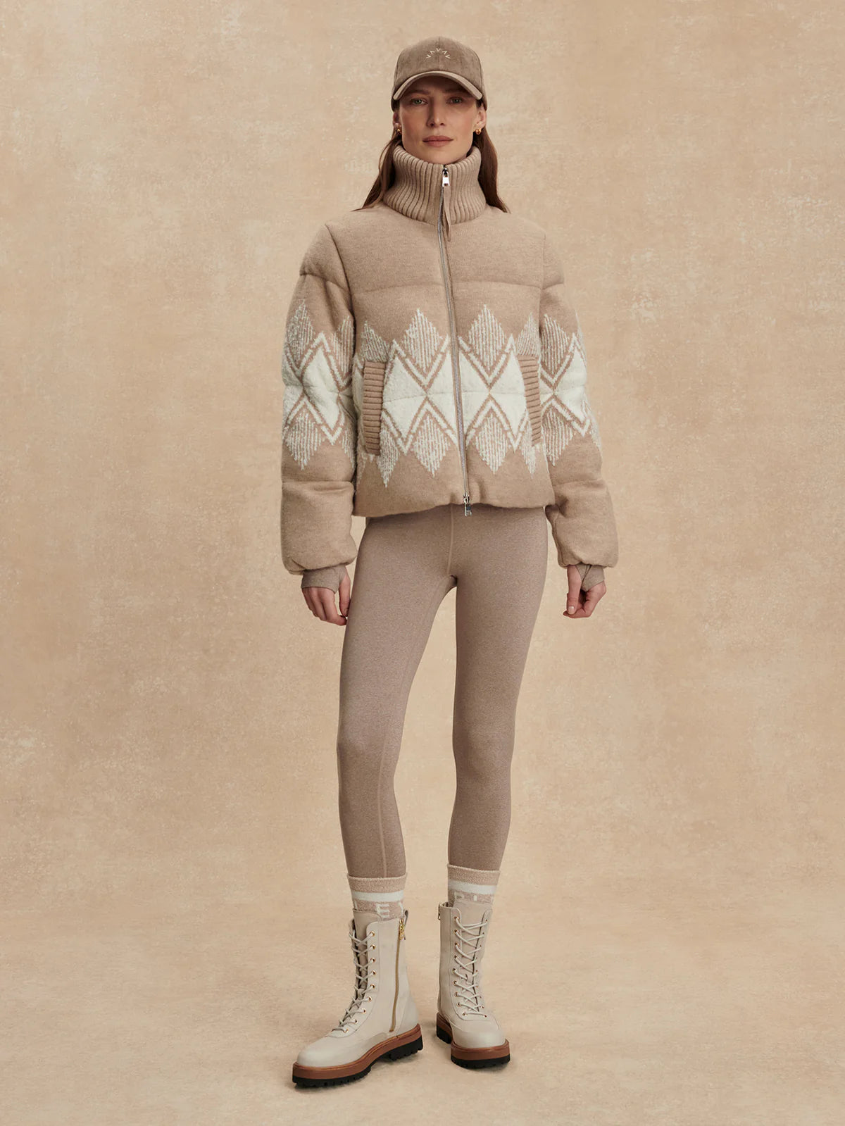Belinda Knit Puffer in Light Taupe