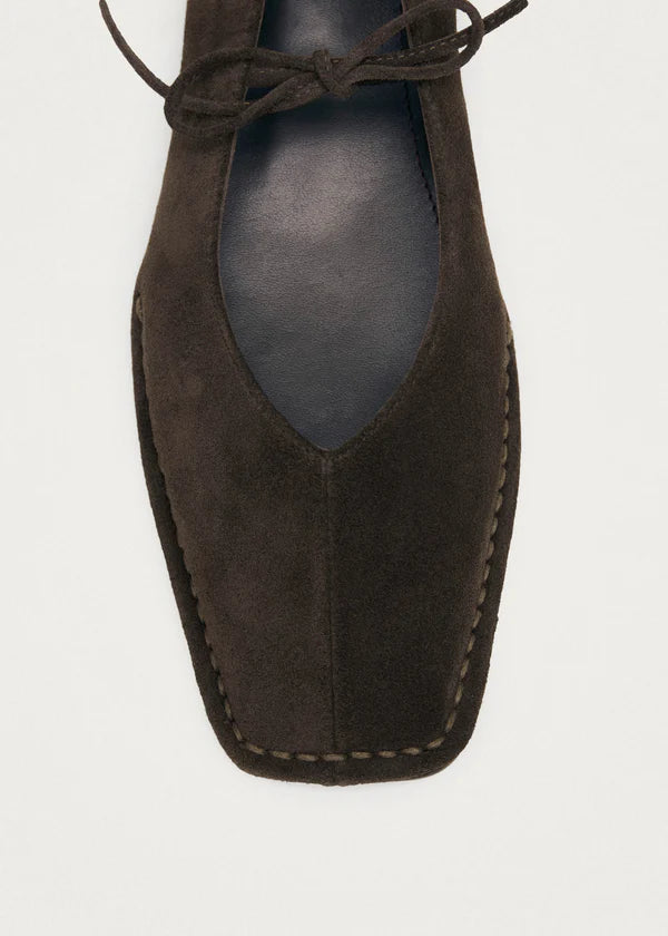 Sway Ballet Flats in Suede Coffee Brown Leather