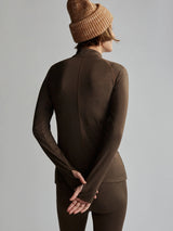 Always Warm Half-Zip Baselayer Top in Deep Chocolate Marl