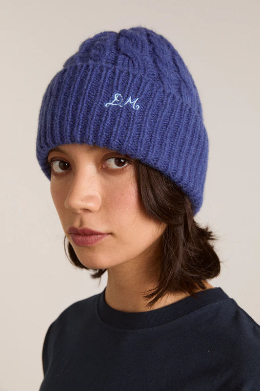 Cable Knit Beanie in Cobalt