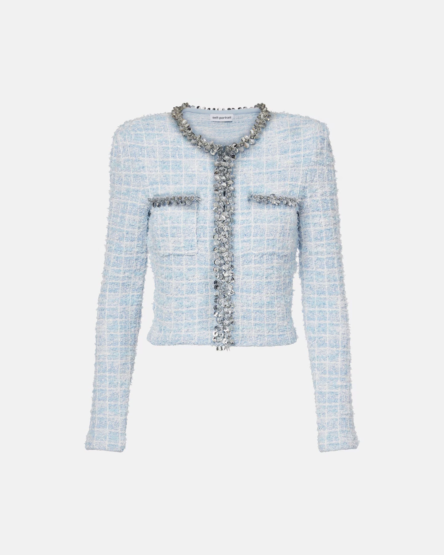 Check Knit Cardigan in Blue