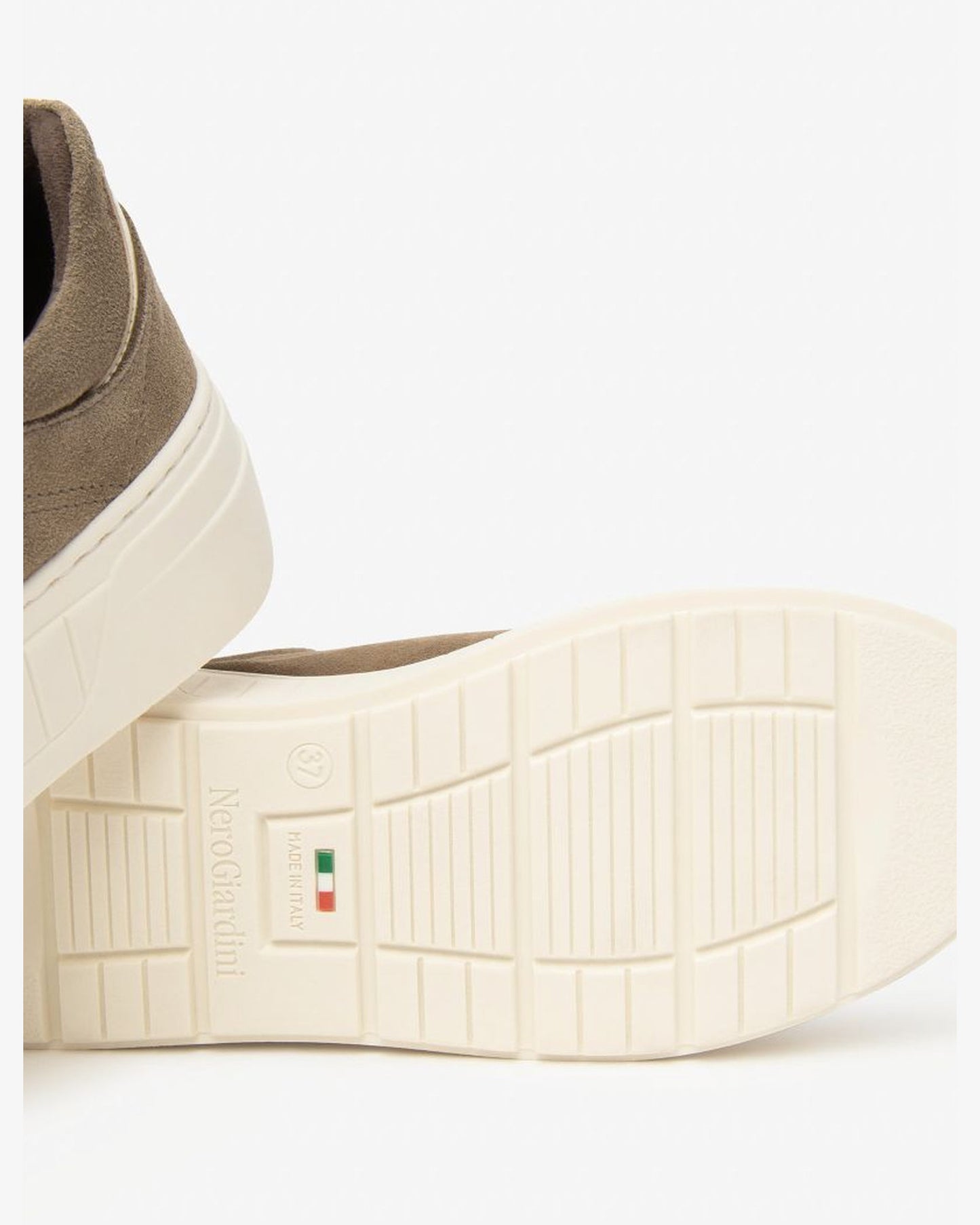 Platform Suede Sneakers in Taupe