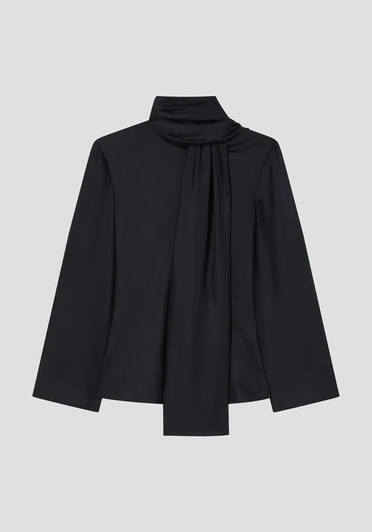 Merino Scarf Top in Black