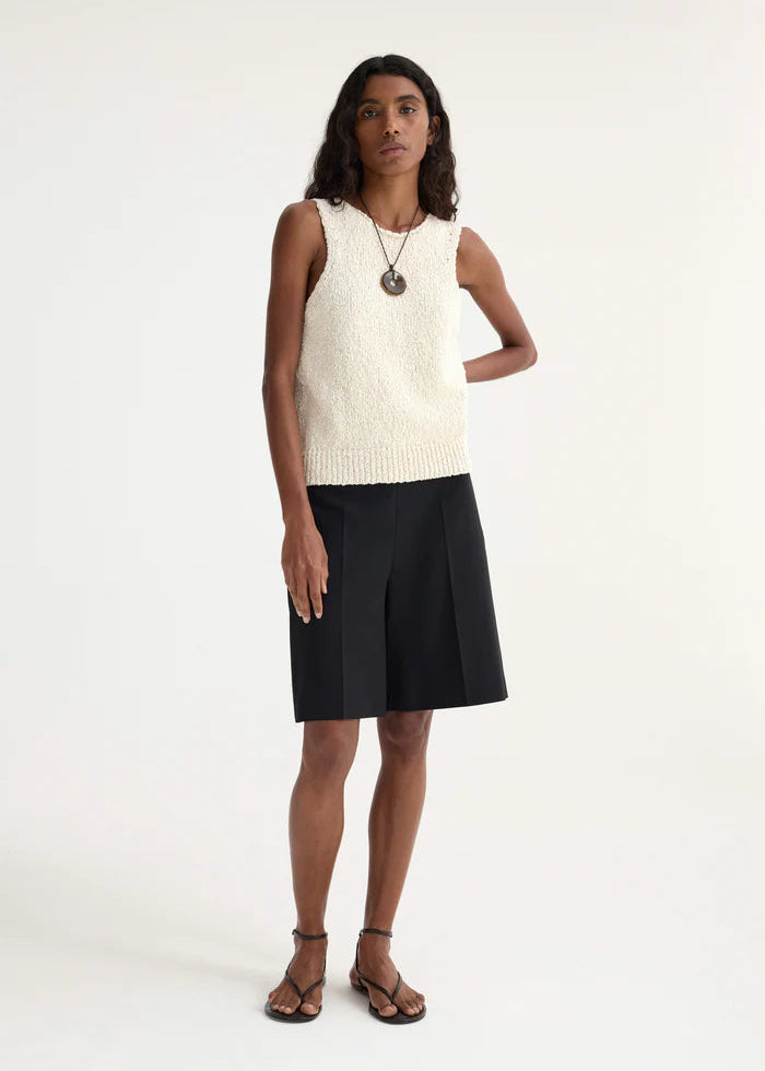 KNITTED HALTER TOP OFF WHITE-ROHE
