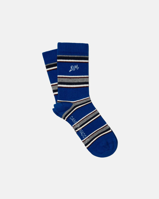 Calf Length Socks in Blue Stripe
