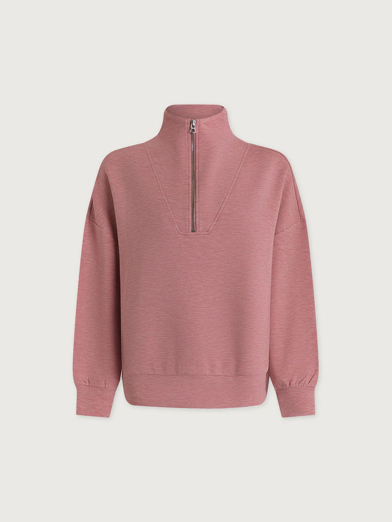 Hawley Half Zip Sweat in Rose Marl