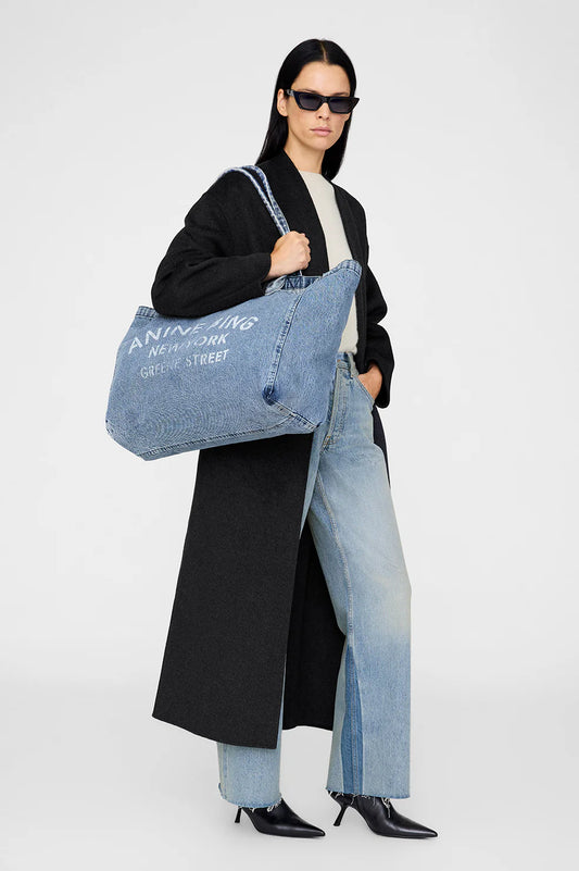 Leo Denim Tote Bag in Shadow Blue