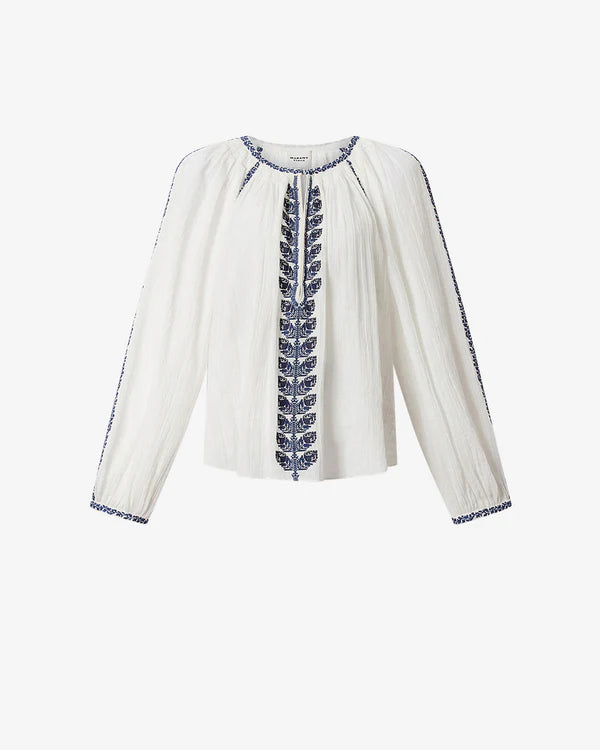 Lena Shirt in Ecru/Blue