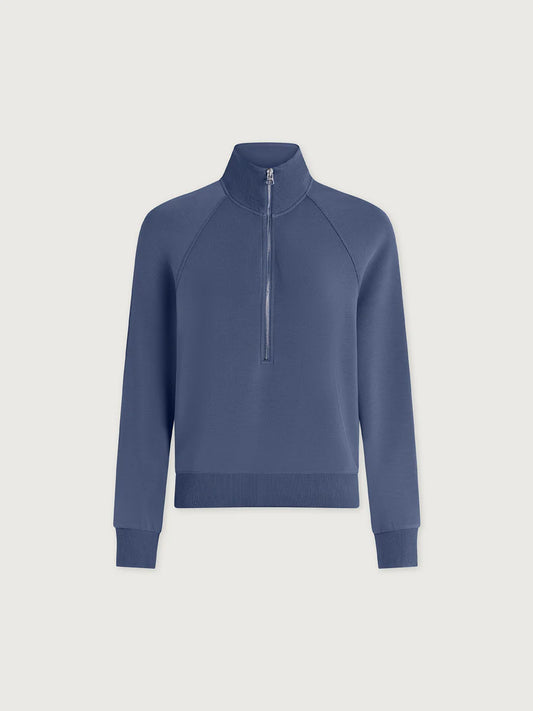 Selene Half Zip Sweat in Bijou Blue