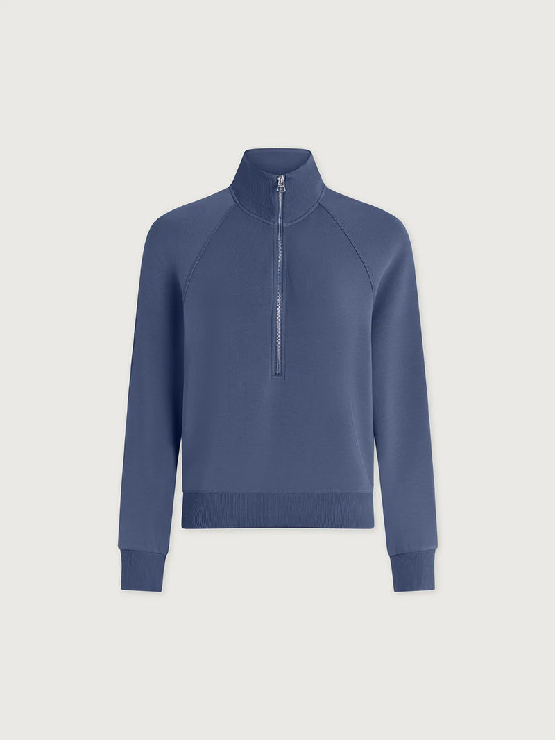 Selene Half Zip Sweat in Bijou Blue