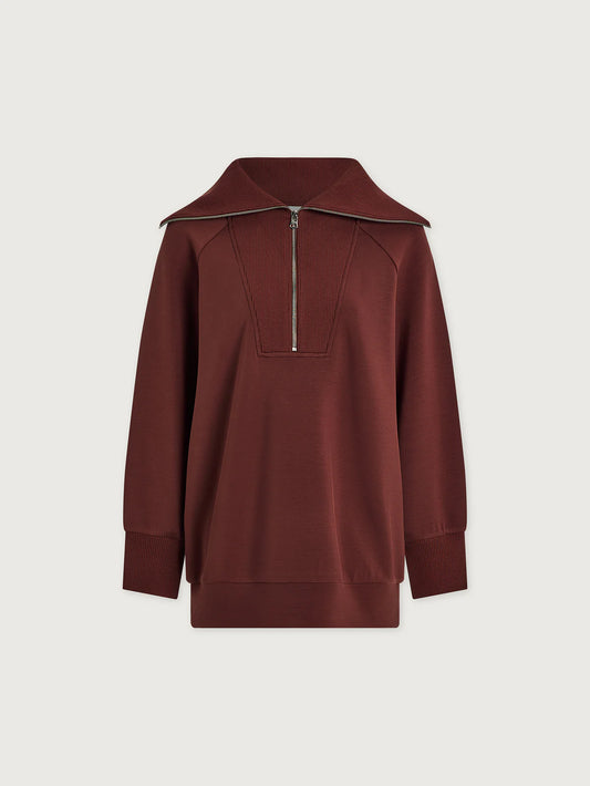 Xina Half Zip Longline Sweatshirt in Cinnamon