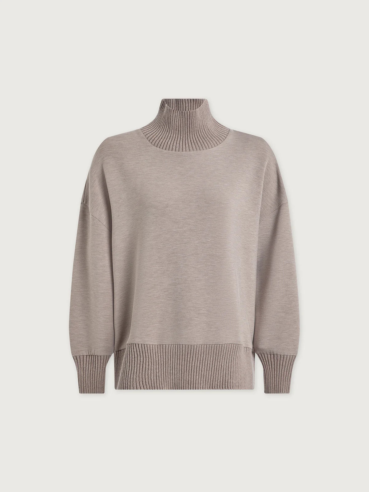 Barker High Neck Sweatshirt in Taupe Marl