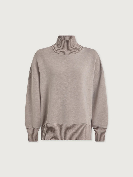 Barker High Neck Sweatshirt in Taupe Marl