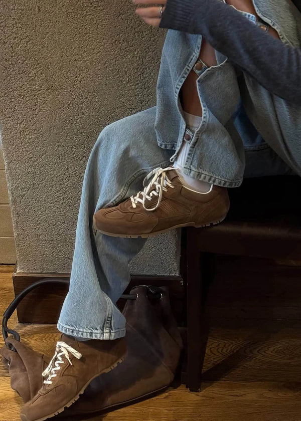 TB56 Sneakers in Suede Brown Leather