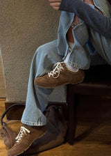 TB56 Sneakers in Suede Brown Leather