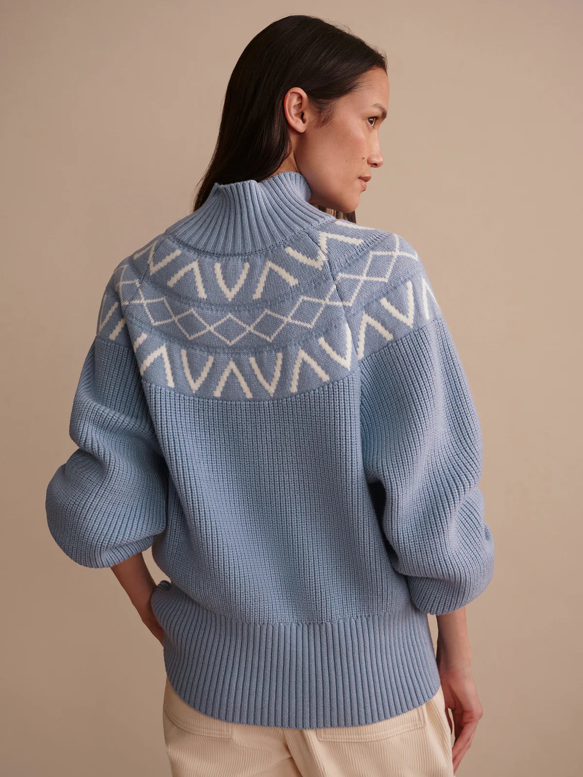 Marcie Fair Isle Yoke Knit in Glacier Blue
