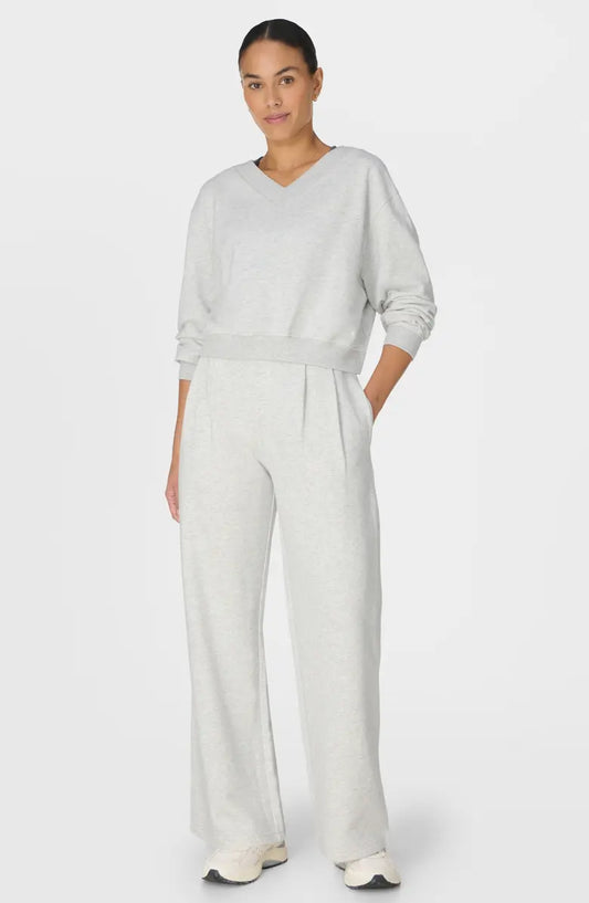 Revive Crop V-Neck in Ice Grey Marl