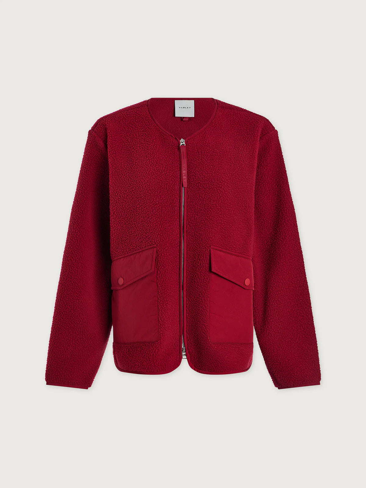Marina Collarless Fleece in Red Dahlia