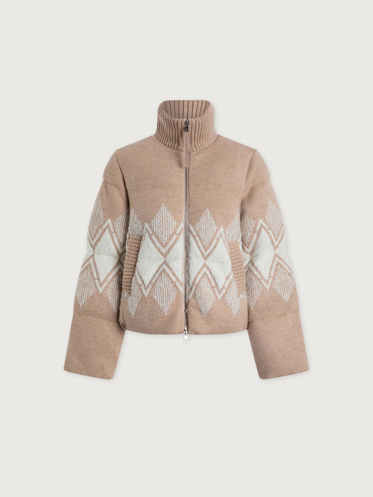 Belinda Knit Puffer in Light Taupe