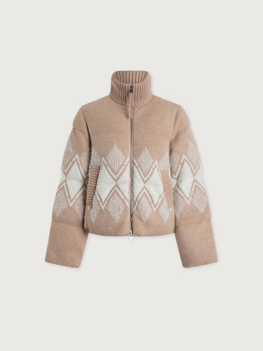 Belinda Knit Puffer in Light Taupe