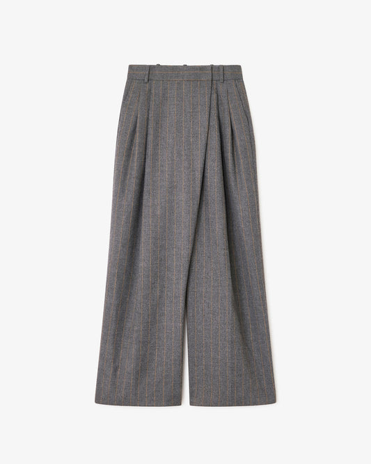 Stripe Cross-over Trousers in Grey