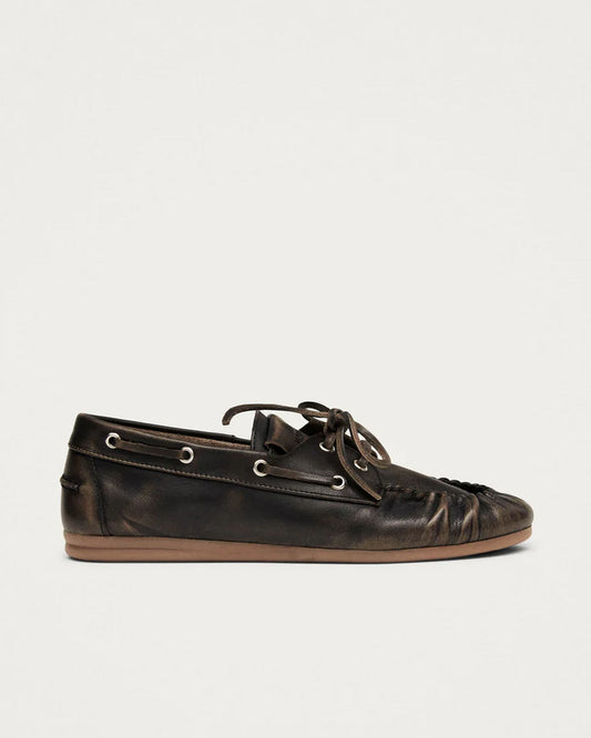Rowan Vintage Effect Leather Loafers in Brown