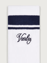 Lamar Club Stripe Sock in White / Blue Nights