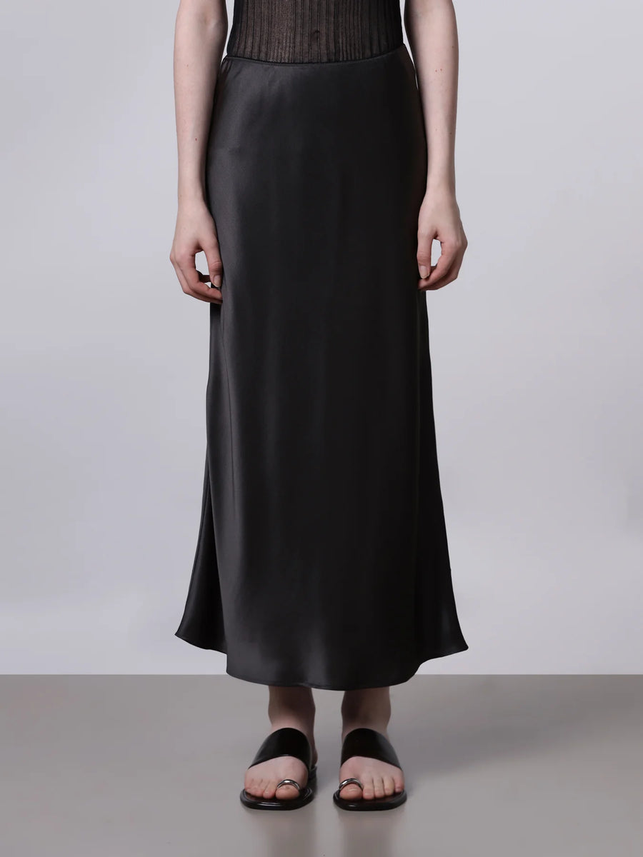 Silk Longuette Skirt in Brown