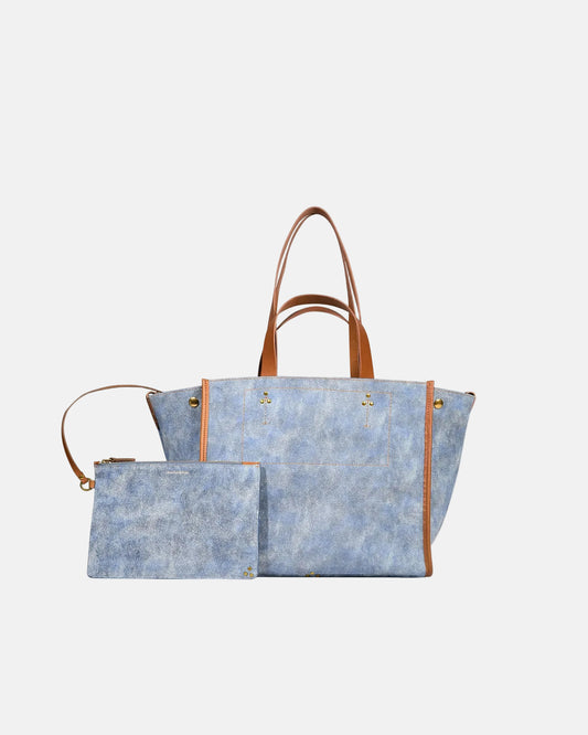Leon M Bag in Washed Jeans Split Suede