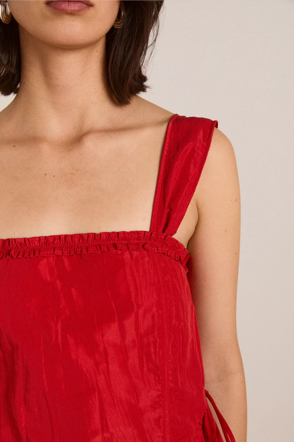 Elina Midi Dress in Red Tafetta