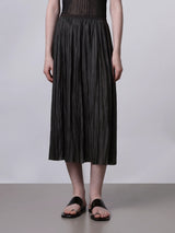 Plisse Midi Skirt in Brown
