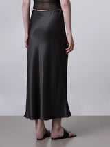 Silk Longuette Skirt in Brown