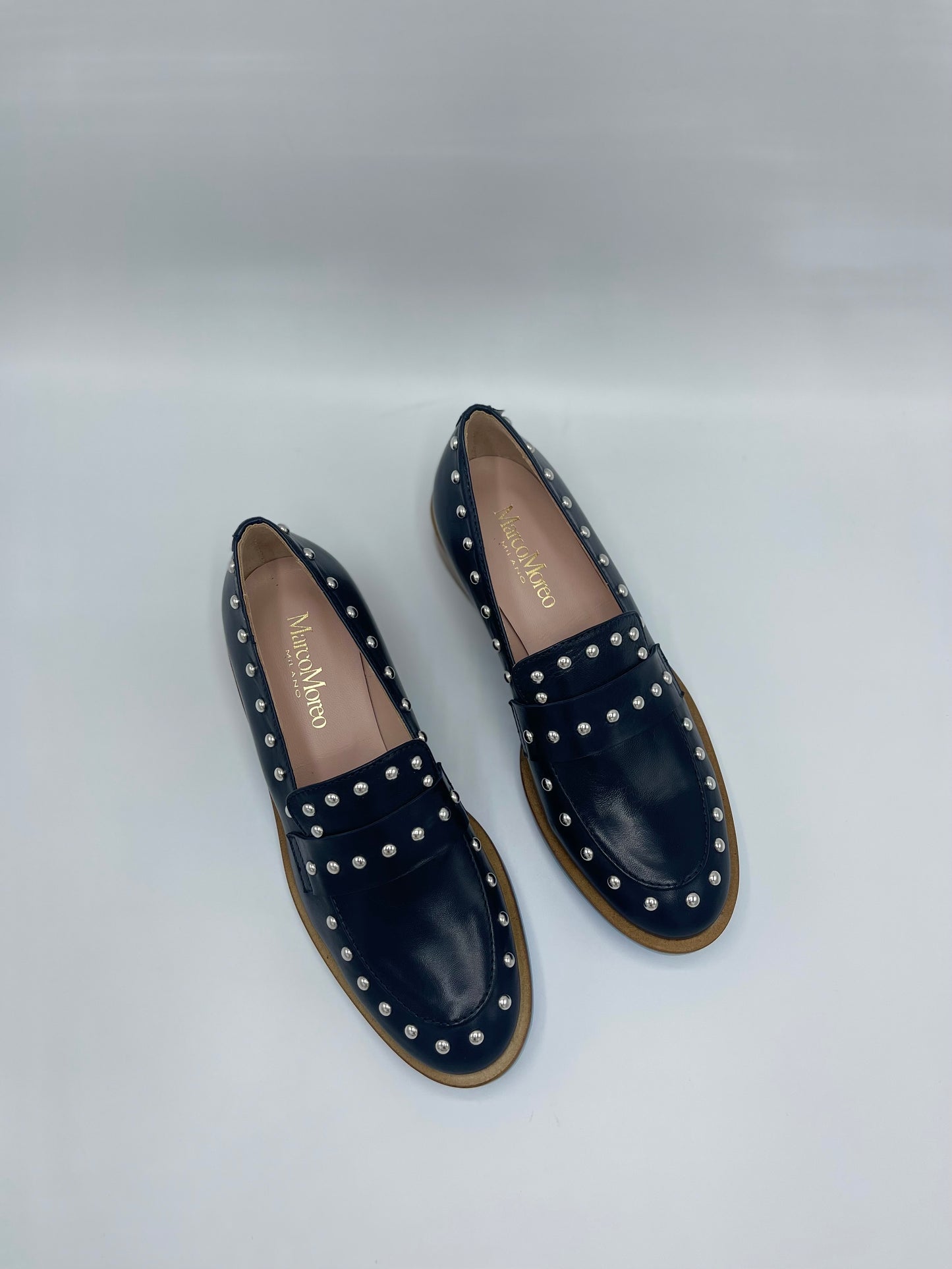 NAPPA NAVY STUDDED LOAFER - MARCO MOREO