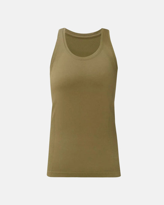 Athlete Seamless Gym Vest in Khaki Brown