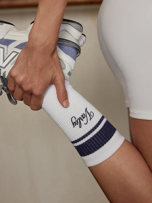 Lamar Club Stripe Sock in White / Blue Nights