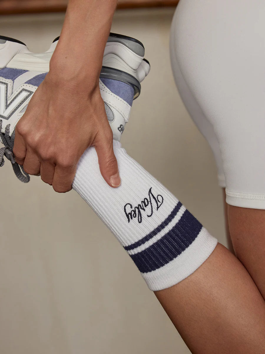 Lamar Club Stripe Sock in White / Blue Nights