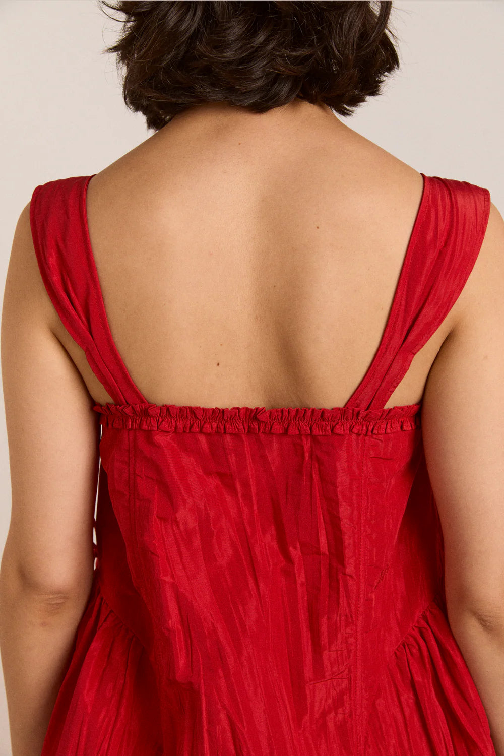 Elina Midi Dress in Red Tafetta